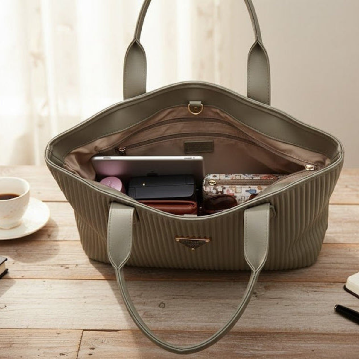 Ribbed Texture Handbag